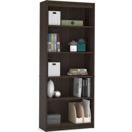BESTAR Bestar® Bookcase 29-1/2"W x 11-5/8"D x 72"H 5 Shelf Dark Chocolate 65715-3179